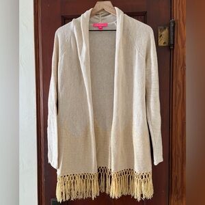 Lilly Pulitzer Tatum Long Fringe Hem
Cardigan Gold Metallic Small